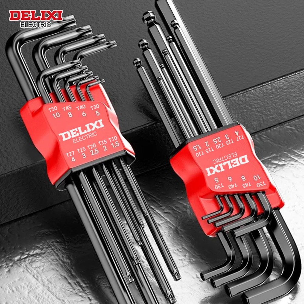 DELIXI ELECTRIC Allen Key Set, Universal Torque Long Metric Hex Wrench Screwdriver for Motorcycles & Bicycles
