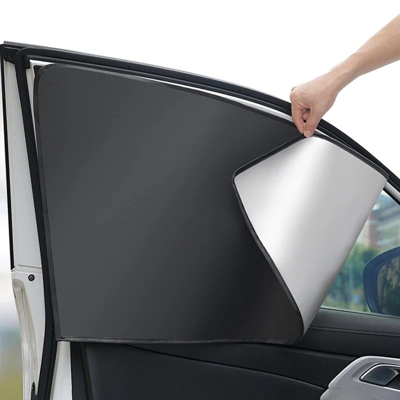 2Pcs Magnetic Car Side Window Sun Shade Curtain UV Reflective Sun Protection For Summer 0