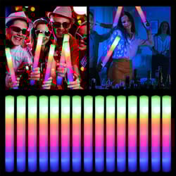 bulk colorful rgb led glow sticks, foam cheer tubes for parties, weddings & dark light events