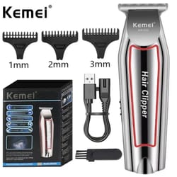 kemei electric beard & hair trimmer for men, professional hair clipper, grooming kit & haircut machine
