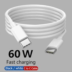 usb-c to usb-c fast charging cable for iphone, samsung, huawei, xiaomi, data line in black & white