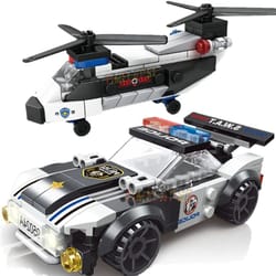 swat super police dual-rotor helicopter & city plane diy moc building blocks set, classic model bricks kit for creative