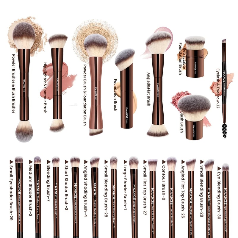 MAANGE Pro Makeup Brushes Double Ended Foundation Concealer Blush Eyeshadow Brush Kit For Liquid 5