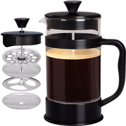 premium kitchen french coffee press, espresso & tea maker with triple filters, durable stainless steel plunger, home use