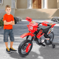 electric kid ride on dirt bike motorcycle toy with training wheels, battery powered