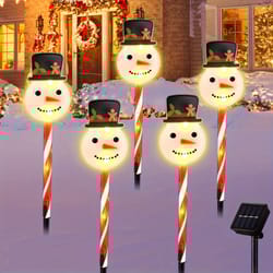 solar-powered christmas snowman, lights with clear tubes, 8 lighting modes, ideal for christmas party decorations