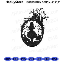 alice in wonderland canvas silhouette embroidery design, dis