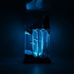 Dolphins Roam In Ancient Ruins - Epoxy Resin Lamp | ARTVISI