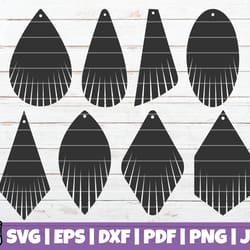 fringe earring svg, leather earring jewelry, pendant svg, earring template