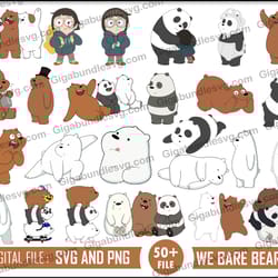 new we bare bears svg png, bare bears clipart, instant download, printable, images, transparent backgrounds