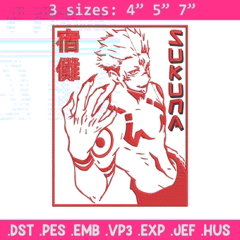 Sukuna poster Embroidery Design, Jujutsu Embroidery, Embroidery File, Anime Embroidery, Anime shirt, Digital download..jpg