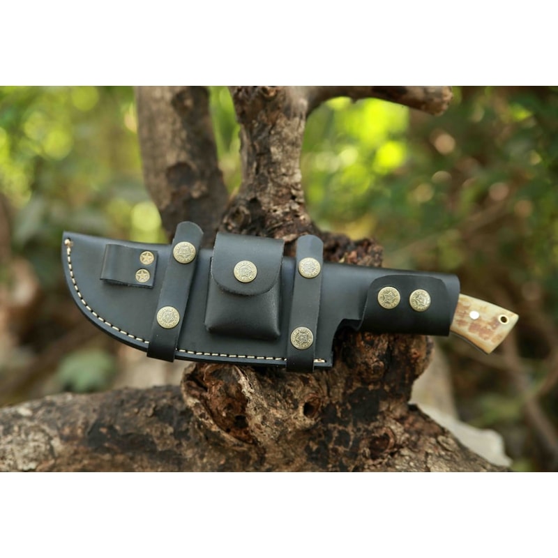 Custom Handmade D2 Steel Tracker Knife EDC Fixed Blade Knife For Hunting Camping Outdoor Activities Premium Sheath 5