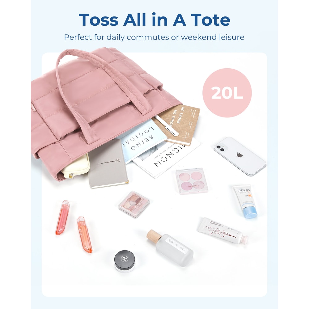 Large Capacity Tote Bag for Women, Puffer Padded Handbag for Travel, Work & School