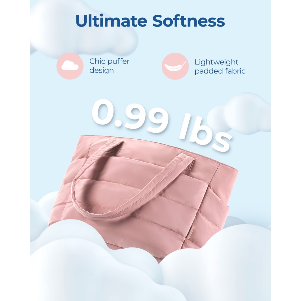 Large Capacity Tote Bag for Women, Puffer Padded Handbag for Travel, Work & School