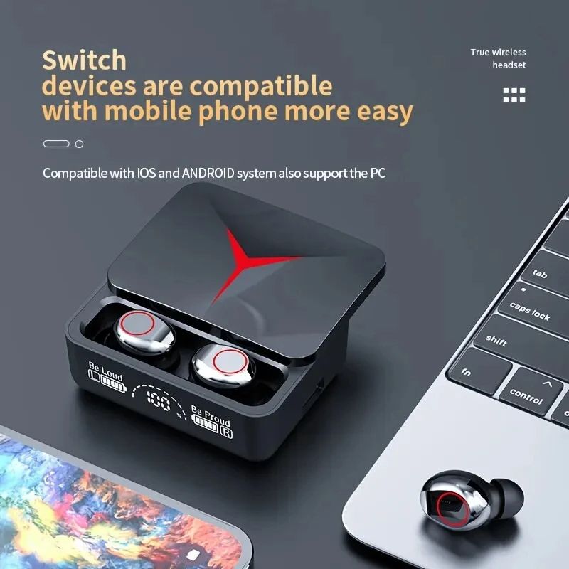 M90 Pro TWS Wireless Headphones With Sliding Cover Bluetooth 53 Gaming Earphones With LED Display A 3
