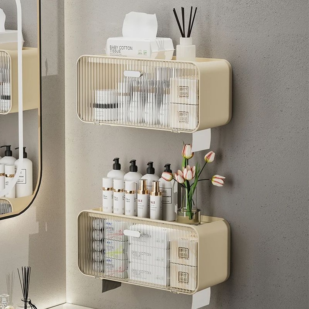 Large Capacity WallMounted Bathroom Storage Box Multifunctional Toilet Shelf Without Drilling 4