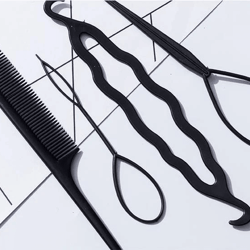 hair french braid topsy tail clip styling stick, diy bun maker tool