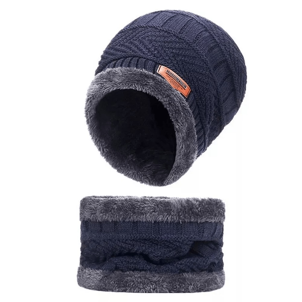 Mens Womens Winter Beanie Hat Scarf Set Warm Knit Hat And Thick Fleece Lined Cap For Cold Weather O 4