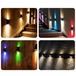 solar colorful wall light rgb color changing outdoor waterproof garden fence lamp