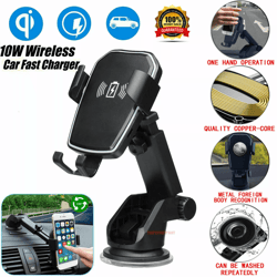 wireless fast charging car charger mount holder stand, gravity auto clamp phone cradle for mobile devices