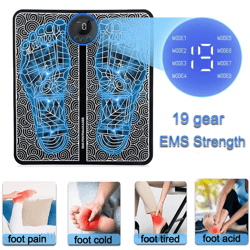 leg electric deep reshaping ems foot massager, kneading muscle pain relief mat, foldable portable circulation booster