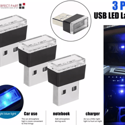 mini blue led usb car interior light set, ambient neon atmosphere lamps for cars, laptops, and bedroom night lighting