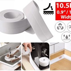 pvc self adhesive caulk sealing strip tape for kitchen wall sink toilet, waterproof flexible trim for bathroom & window