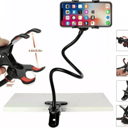 flexible gooseneck mobile phone holder, universal lazy bed desk table clip mount stand for smartphones, gps, mp3 & more