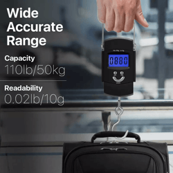portable fish scale travel lcd digital hanging luggage scale 50kg electronic weight hook for fishing, travel, home use