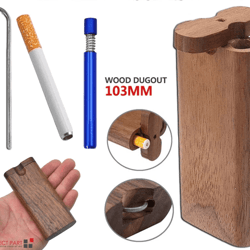 premium wooden dugout pipe with self cleaning metal bat, poker smoking pipe one hitter kit for discreet on-the-go use