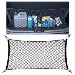 universal trunk cargo net mesh organizer for car suv truck rear, hook elastic nylon