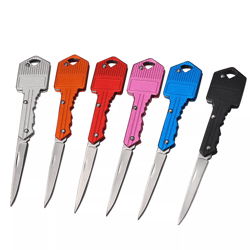portable outdoor survival key shape mini pocket knife, compact edc keychain tool for camping & hiking