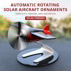 solar airplane ornament, creative car & desk decor for men & women energy spinning gift for car enthusiasts