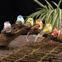 6-pack simulation birds artificial sparrow statue, mini desktop foam ornament for household diy decoration & kids toy