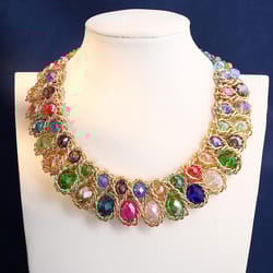 new double layer necklace for women, glasses stone handmade gold choker necklace, bijoux collier jewellery gift