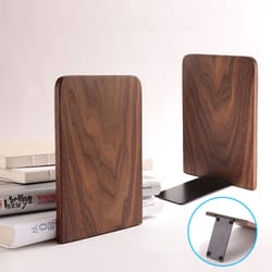 nature wooden bookends, desktop bookshelf desk organizer for office & home, sturdy wood book ends for storage decoration