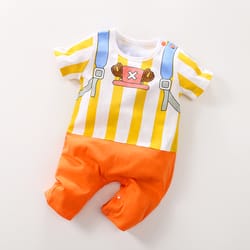 baby boys cartoon cosplay outfit, knitted cotton onesie, toddler costume, short sleeve infant clothes