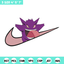 gengar x nike embroidery design, pokemon embroidery, embroidery file, nike embroidery, anime shirt, digital download