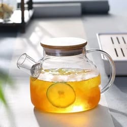 premium transparent borosilicate glass teapot heat resistant kettle for flower, puer, & herbal tea