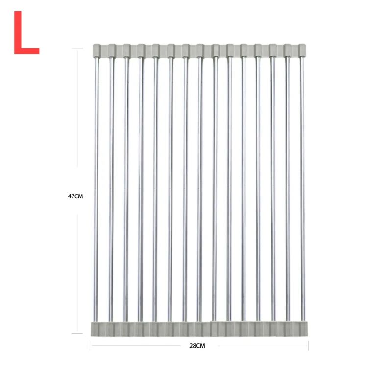 Foldable Silicone Drying Rack For Sink Stainless Steel Fruit Vegetable Drainer Sponge Holder Kitch 7