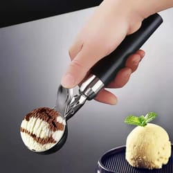 premium ice cream scoop, stainless steel trigger spoon for gelato, frozen yogurt & sundaes, heavy-duty nonstick scooper