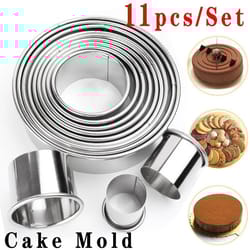 stainless steel round cookie biscuit cutters set, diy pastry baking circle ring molds for cake, pizza & fondant