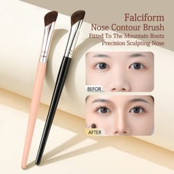 dual color horsehair nose shadow brush, sickle shaped contour brush, multi functional makeup brush set for beginners