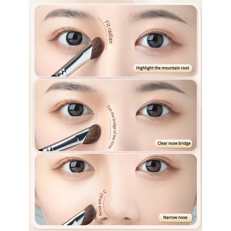 Dual Color Horsehair Nose Shadow Brush Sickle Shaped Contour Brush Multi Functional Makeup Brush Se 3