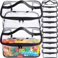 puzzle building block storage bag, transparent large toy organizer bag for kids, handle pvc waterproof travel cosmetic