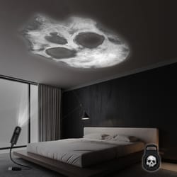 3d skull projection lamp, usb powered led night light with holographic effect for halloween, room decor, and party