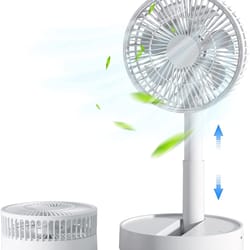portable 5200mah table fan, foldable, rechargeable mini fan with 4 speeds & auto-off timer for personal cooling anywhere