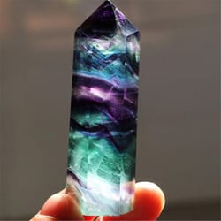 natural fluorite crystal point, 4-7cm colorful striped hexagonal wand for healing, energy treatment