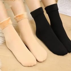 5-pair womens winter thermal socks, thicken warm cashmere wool blend short socks for boots, snow, home comfort