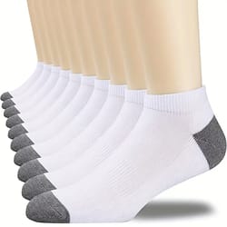10 pairs mens color block boat socks, fashion breathable comfy low cut ankle socks for sports, casual wear